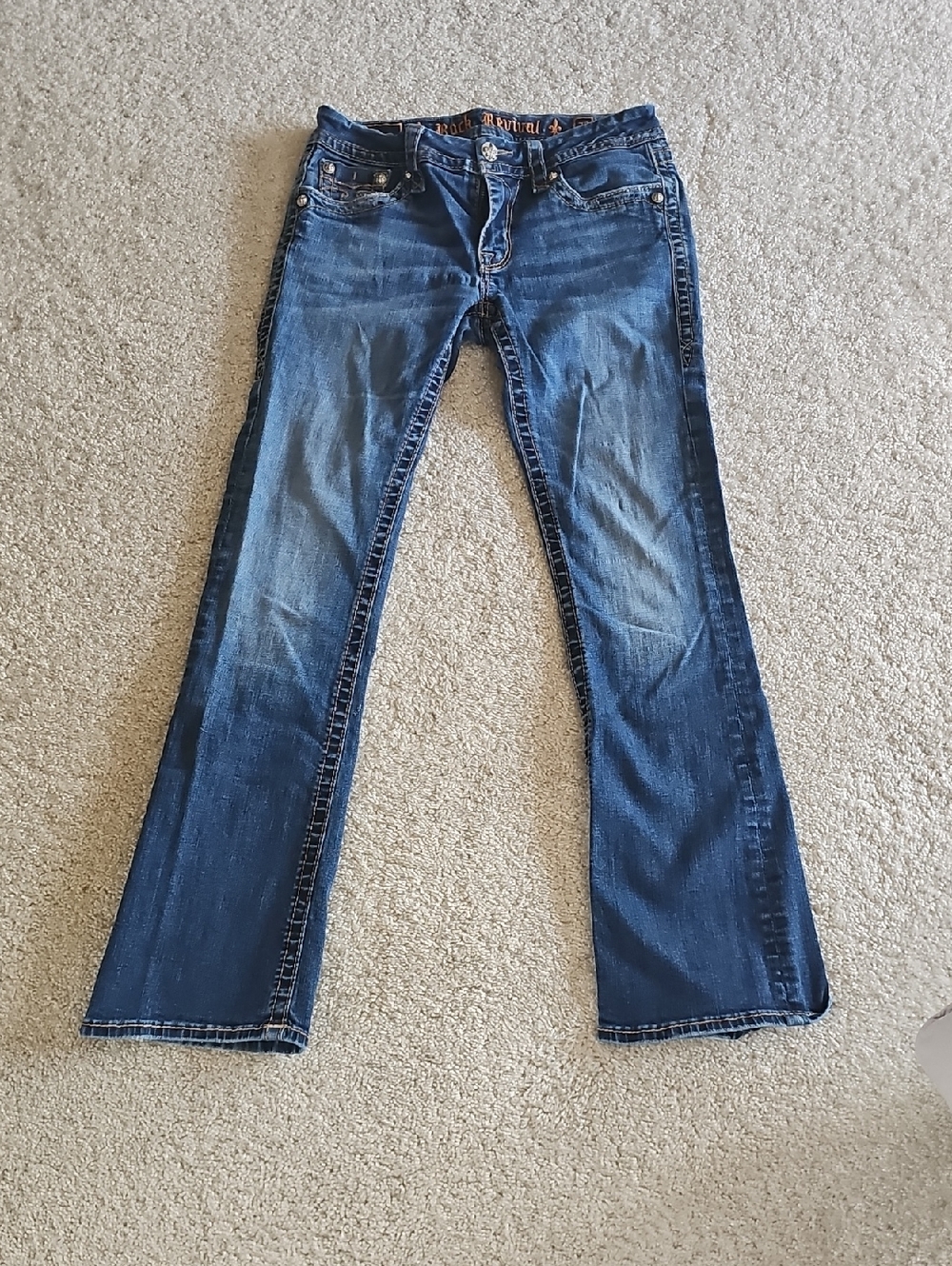 Jeans- Rock Revival Women's Dark Blue Flare Jeans